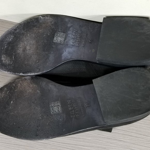 Eileen Fisher 'Leaf' Bootie, Black Leather, Womens Size 7.5 M - Picture 9 of 10